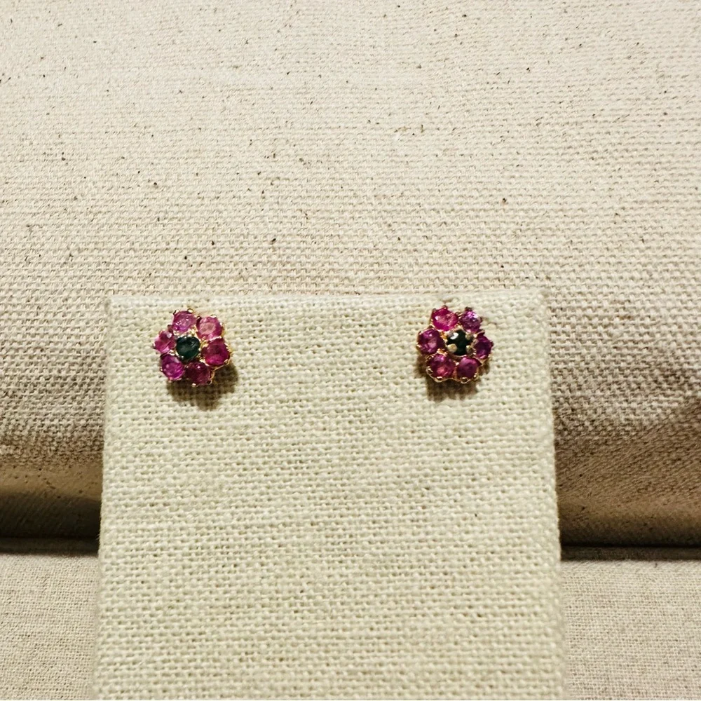 Indian Jewelry | Earrings | Ruby & Emerald Studs